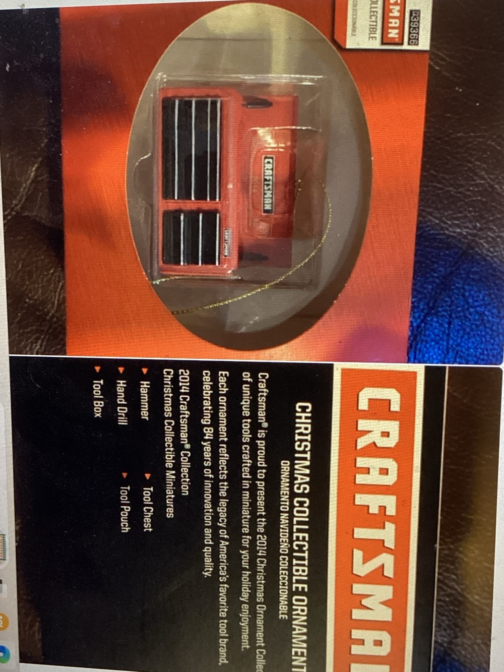 Craftsman Red Tool Chest Christmas Ornament